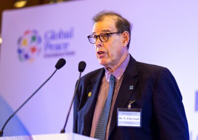 Dr. Nicholas Eberstadt, Henry Wendt Chair, Political Economy, American Enterprise Institute; Senior Adviser, National Bureau of Asian Research, speaking during the International Forum on One Korea