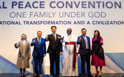 Group photo of speakers and moderator during the Main Plenary for the Global Peace Convention 2023