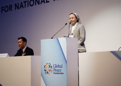 Sr. Merceditas Ang, SPC, University President, St. Paul University, Philippines at the Main Plenary of Global Peace Convention 2023